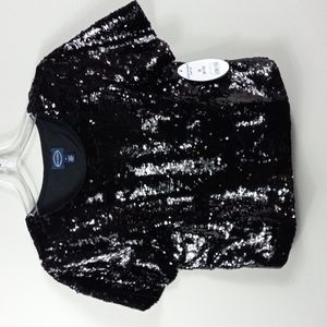 Scoop sequin crop top black medium